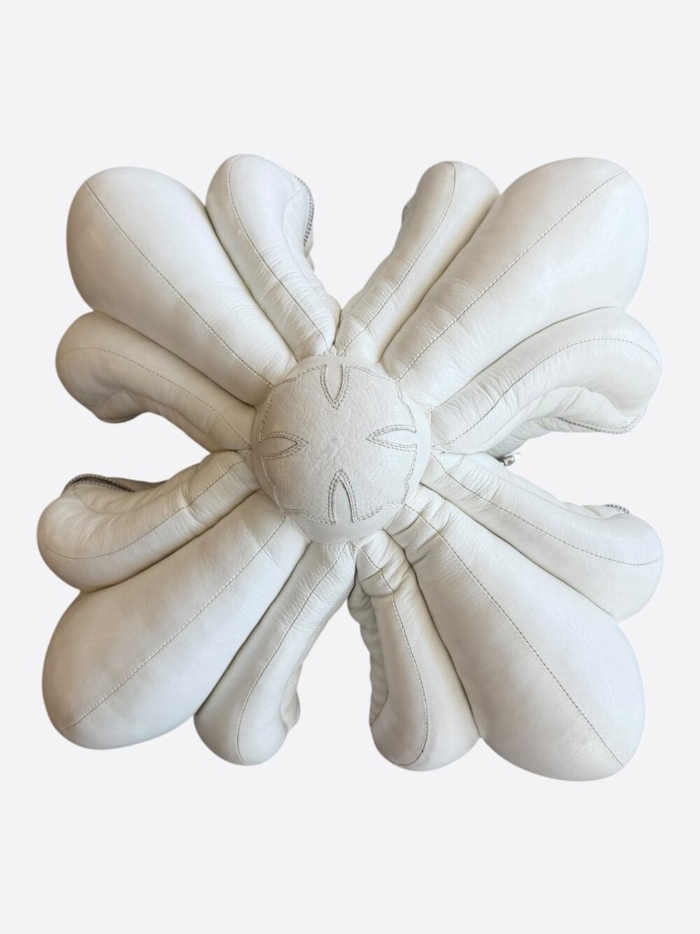 Chrome Hearts White Leather Maltese Cross Pillow